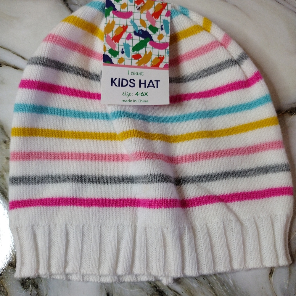 NWT Gertex Kids Striped Beanie Hat Size 4-6X